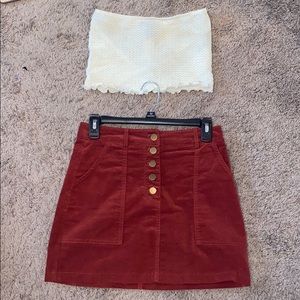 Maroon/ burgundy button up skirt